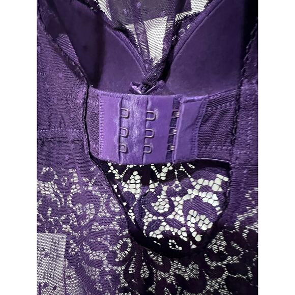 I.N.C. INTERNATIONAL CONCEPTS SHEER SWISS DOT CUPPED BODYSUIT PURPLE SMALL NEW! - Picture 8 of 11